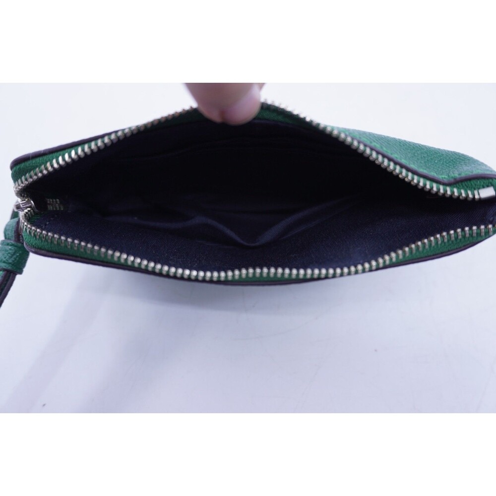 COACH Wristlet Emerald Green Small Coin Purse Wrist Clean - Picture 2 of 4